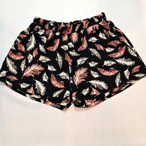 Tyche High Waist Shorts w / Pockets, Black/orange/cream, Size Medium